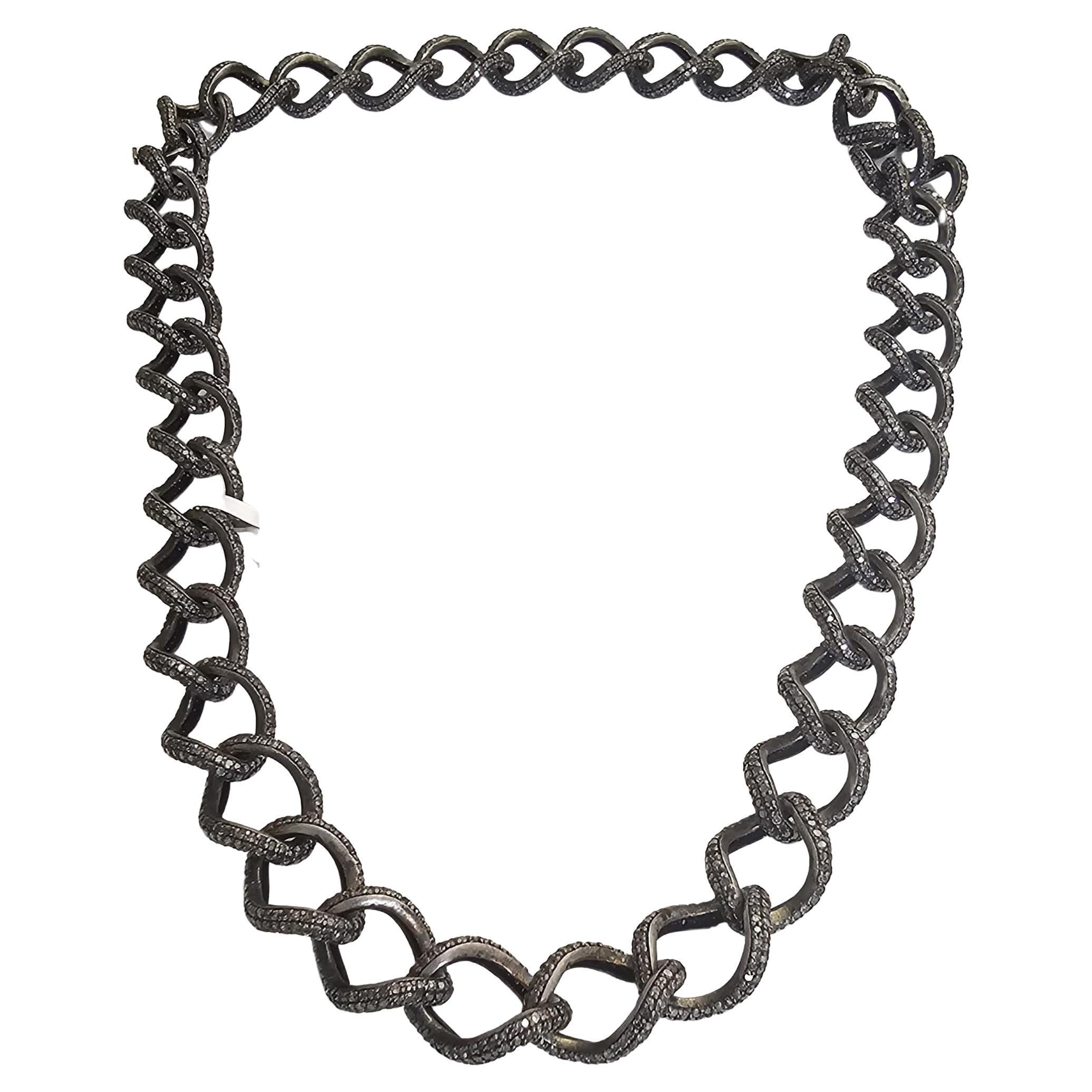 Pave Diamond Heavy Chunky Chain In Silver