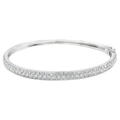 Pave Diamond Hinged Oval Bangle in 18 Karat White Gold