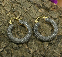 Pendiente de aro de diamantes con pavé Plata 925 Pendiente de diamante para regalo de boda Joyería fina.