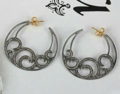 Pave Diamond Hoop Earring 925 Silber Hoop Earrings Wave Design Diamond Earring.