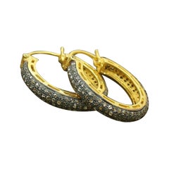 Pave Diamond Hoop Earring 925 Silver Victorian Hoop Earring Birthday Gift Charm.