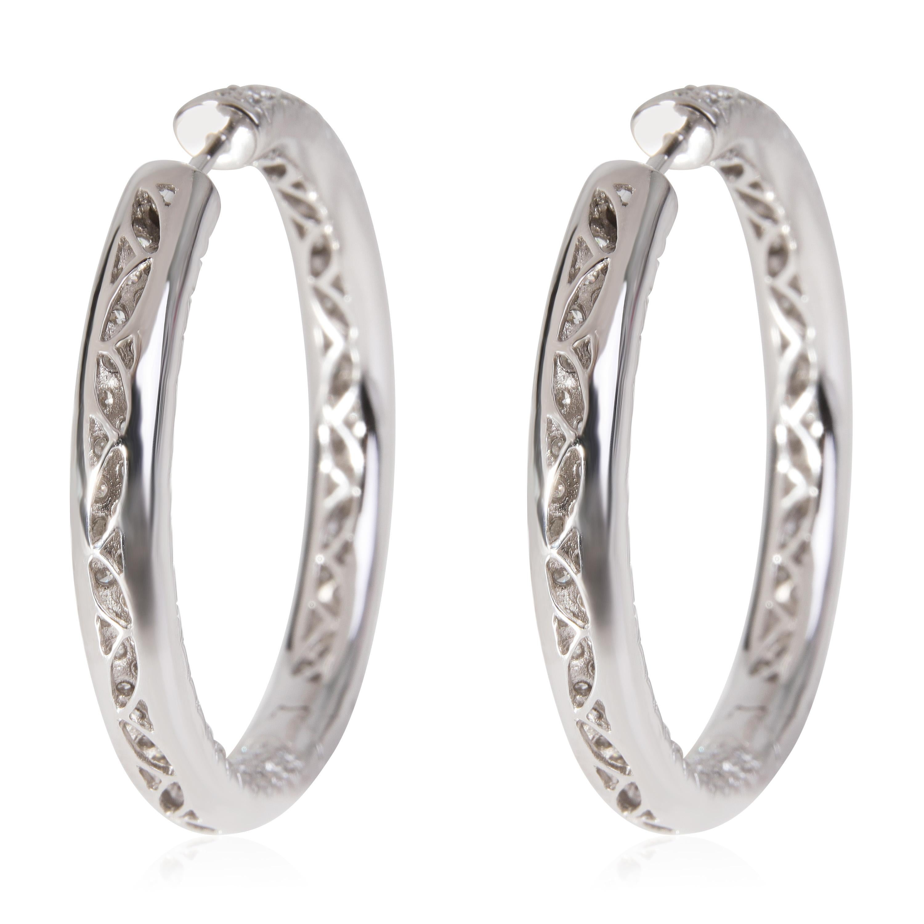 Pave Diamant-Creolen-Ohrring aus 14k Weigold 5,00 Karat Damen