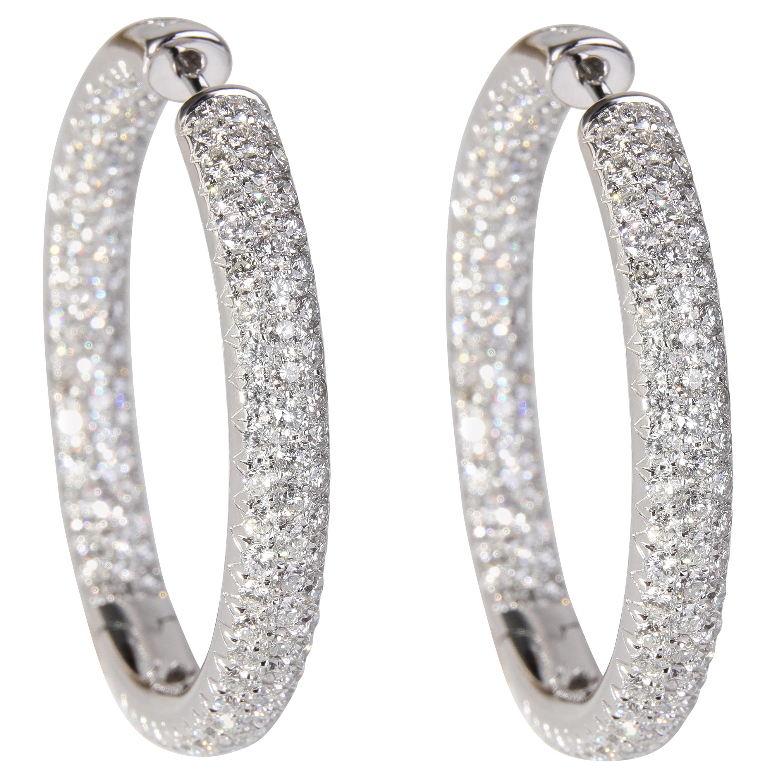 Pave Diamant-Creolen-Ohrring aus 14k Weigold 5,00 Karat