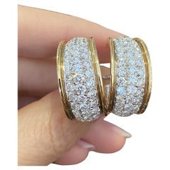 Pavé Diamond Hoop Earrings 7.00 Carat Total Weight in 18k Yellow Gold