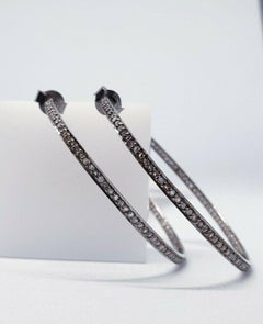 Pave Diamond Hoop Earrings 925 Silver Diamond Earring For Anniversary Gift.