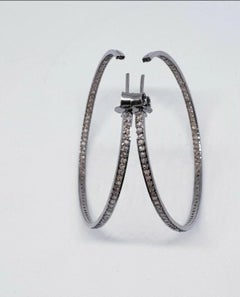 Pave Diamond Hoop Earrings 925 Silver Diamond Earring For Anniversary Gift.