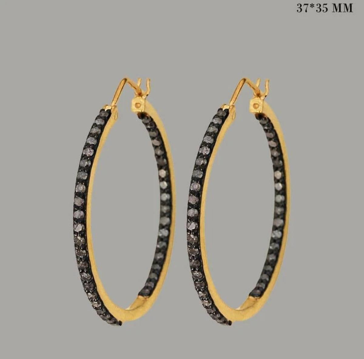 Orecchini a cerchio con diamanti Pave in argento Sterling 925 Orecchini a cerchio per donne e ragazze. in vendita 1