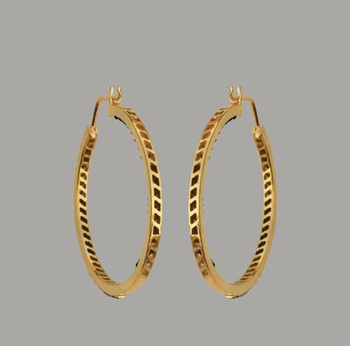 Orecchini a cerchio con diamanti Pave in argento Sterling 925 Orecchini a cerchio per donne e ragazze. in vendita 2