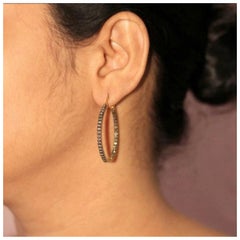 Pave Diamond Hoop Earrings 925 Sterling Silver Hoop Earring For Women Girls.