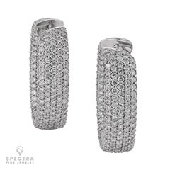 Pave Diamond Hoop Earrings in 18K White Gold