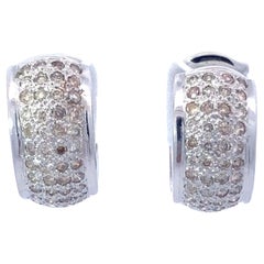 Pave Diamond Hoop Earrings in 18K White Gold