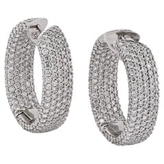 Pave Diamond Hoop Earrings in 18K White Gold