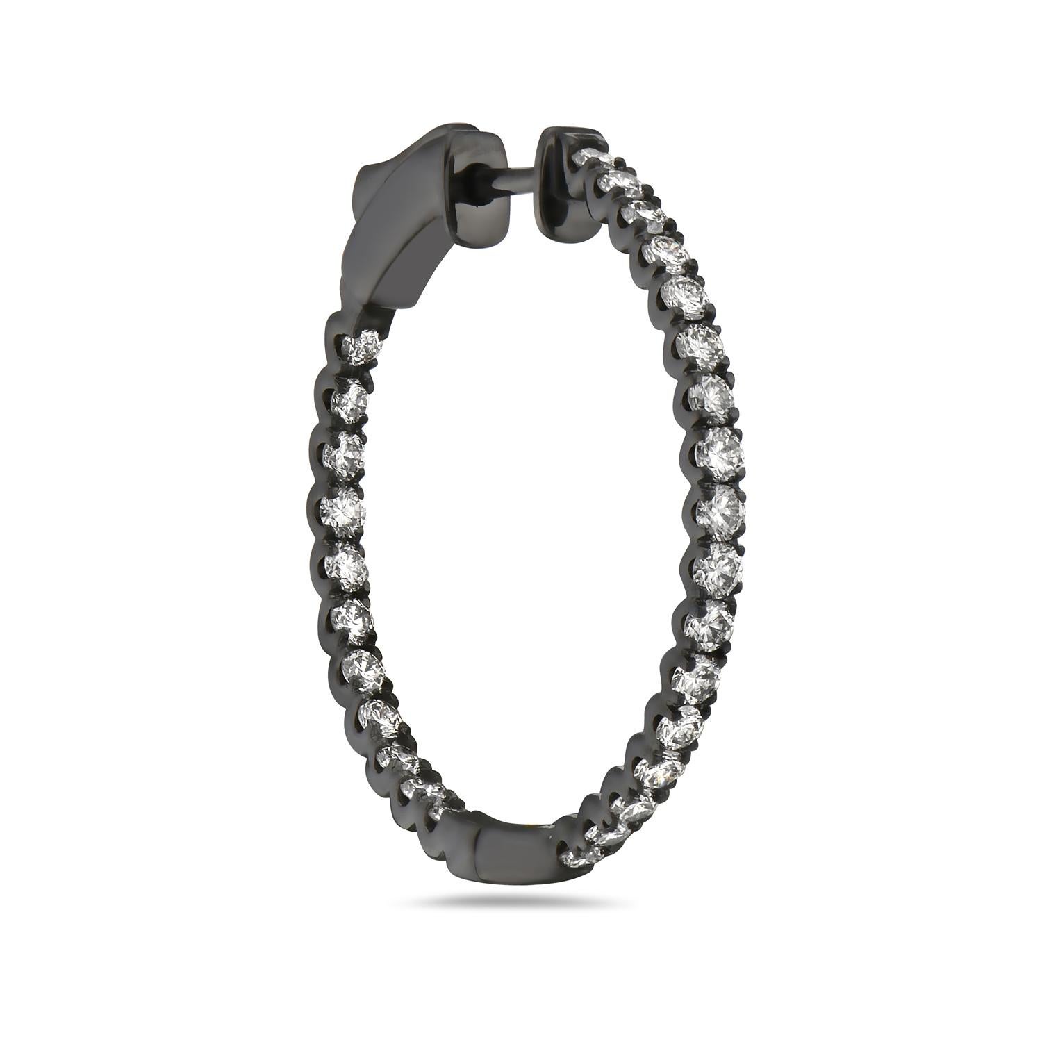 Taglio misto Orecchini a cerchio con diamanti Pave in oro 14k in vendita