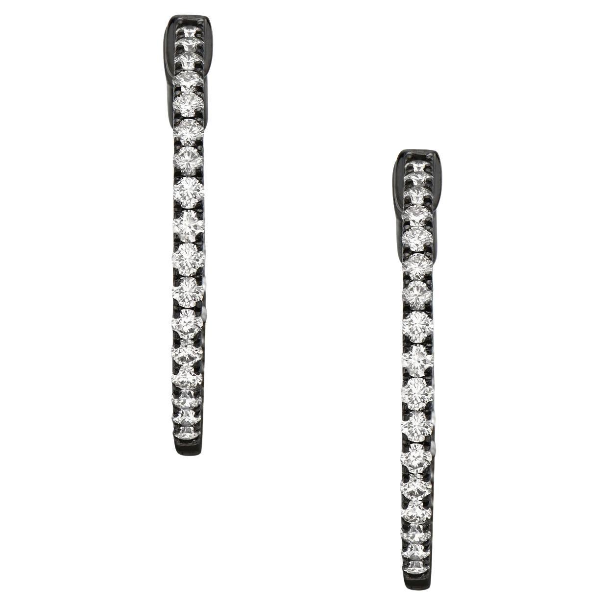Pave Diamond Hoop Earrings Made In 14k Gold