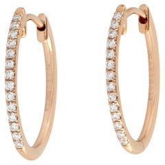 Pave Diamond Hoop Earrings Made In 18k Rose Gold