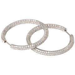 Pave Diamond Hoop Earrings set in 18k Gold, circa 1990