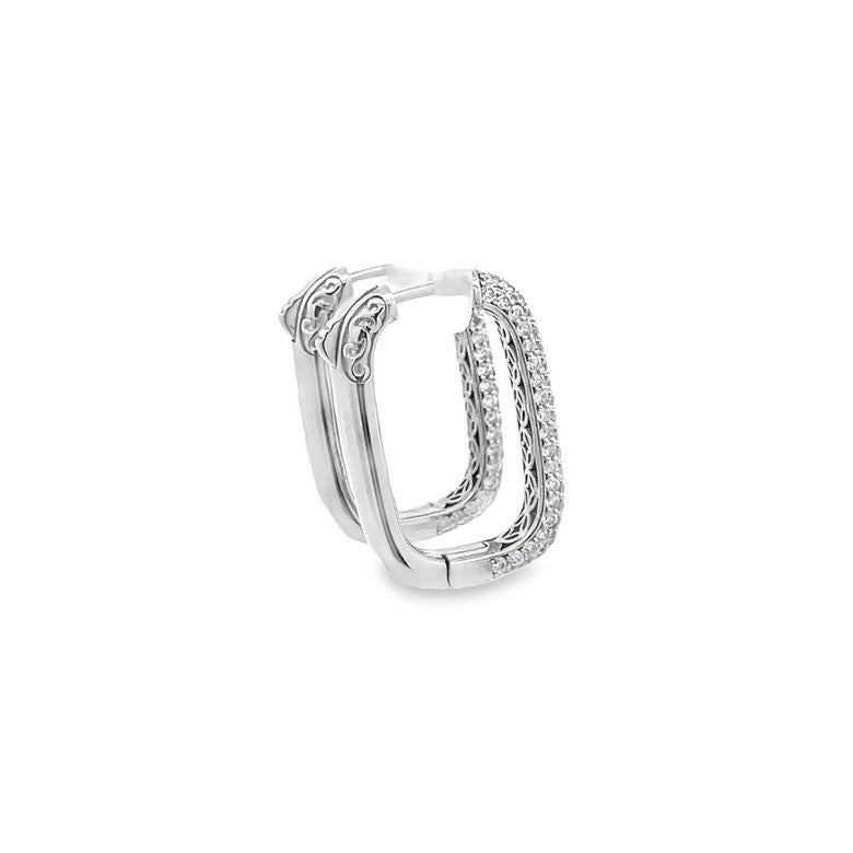 Round Cut Pave Diamond Hoops 2.50CT  14K White Gold For Sale