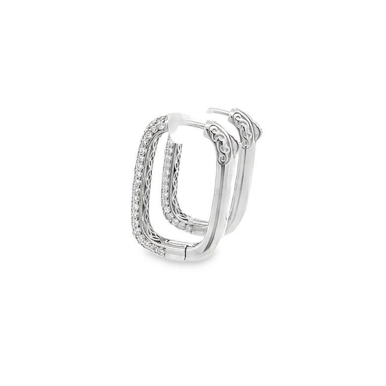 Women's Pave Diamond Hoops 2.50CT  14K White Gold For Sale