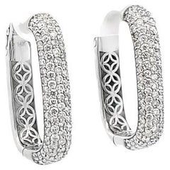 Pave Diamond Hoops 2.50CT  14K White Gold