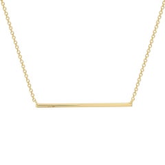 Halskette mit horizontalem Bar-Anhänger aus 14K Gelbgold mit Diamanten 0,08 Karat Gesamtkaratgewicht