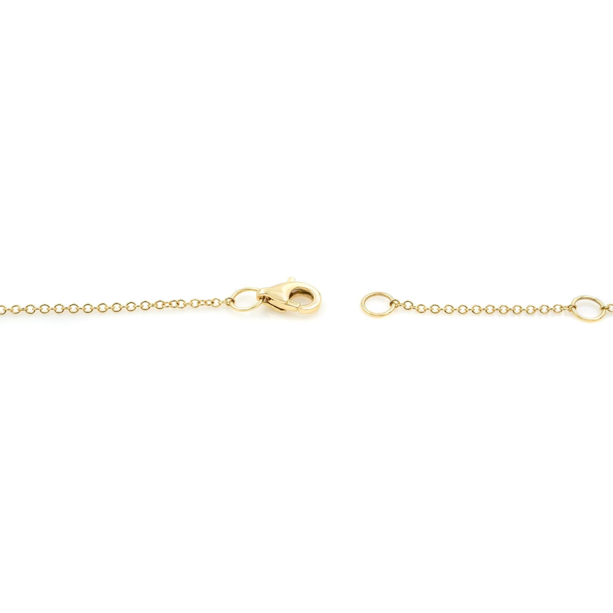 Collier pendentif à barre horizontale en or jaune 14 carats avec diamants pavés 0,08 cttw Pour femmes en vente