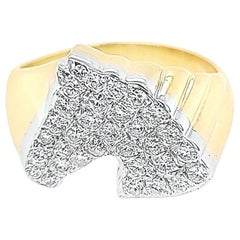 Anello con diamante Pave Horse Head