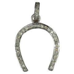 Pave Diamond Horse Shoe Charm Pendant 925 Silver Diamond U Shape Pendant Charm