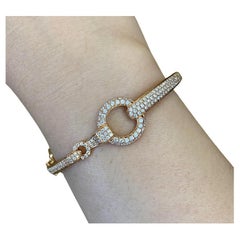 Pavé Diamond Horsebit Style Bangle Bracelet in 18k Rose Gold