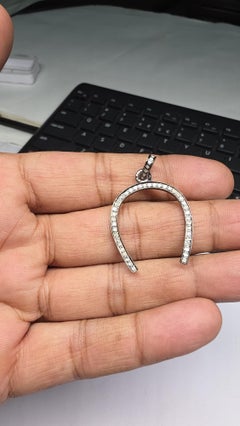 Pave Diamond Horseshoe Pendant in Vintage Style Horseshoe Charm