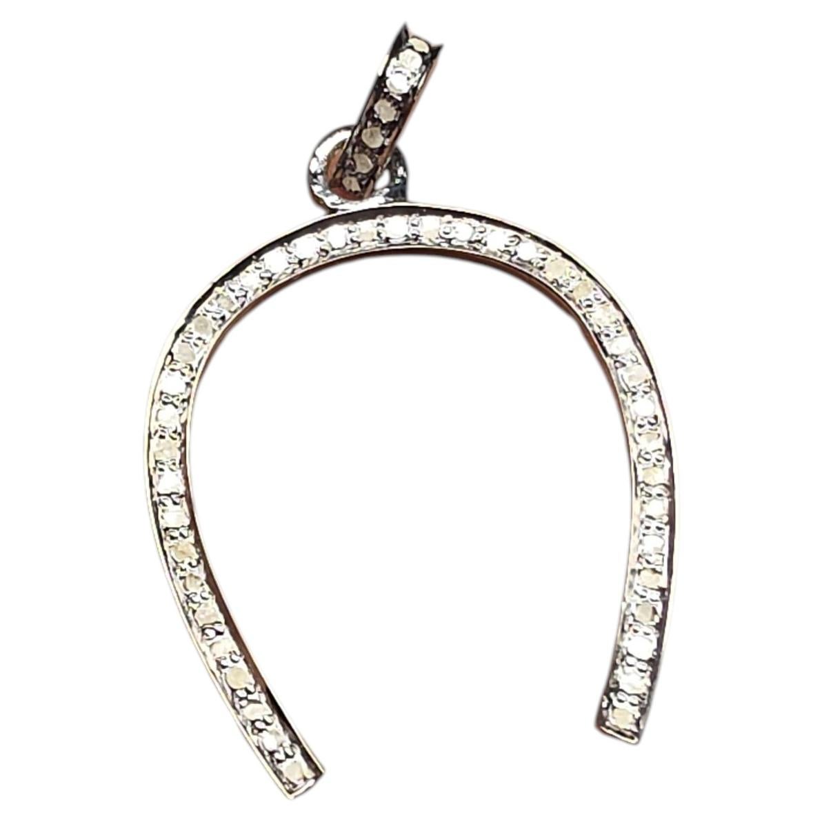 Pave Diamond Horseshoe Pendant in Vintage Style Horseshoe Charm