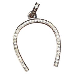 Pave Diamond Horseshoe Pendant in Vintage Style Horseshoe Charm