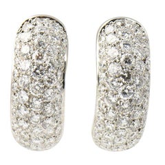 Pavé Diamond Huggie Hoop White Gold Earrings