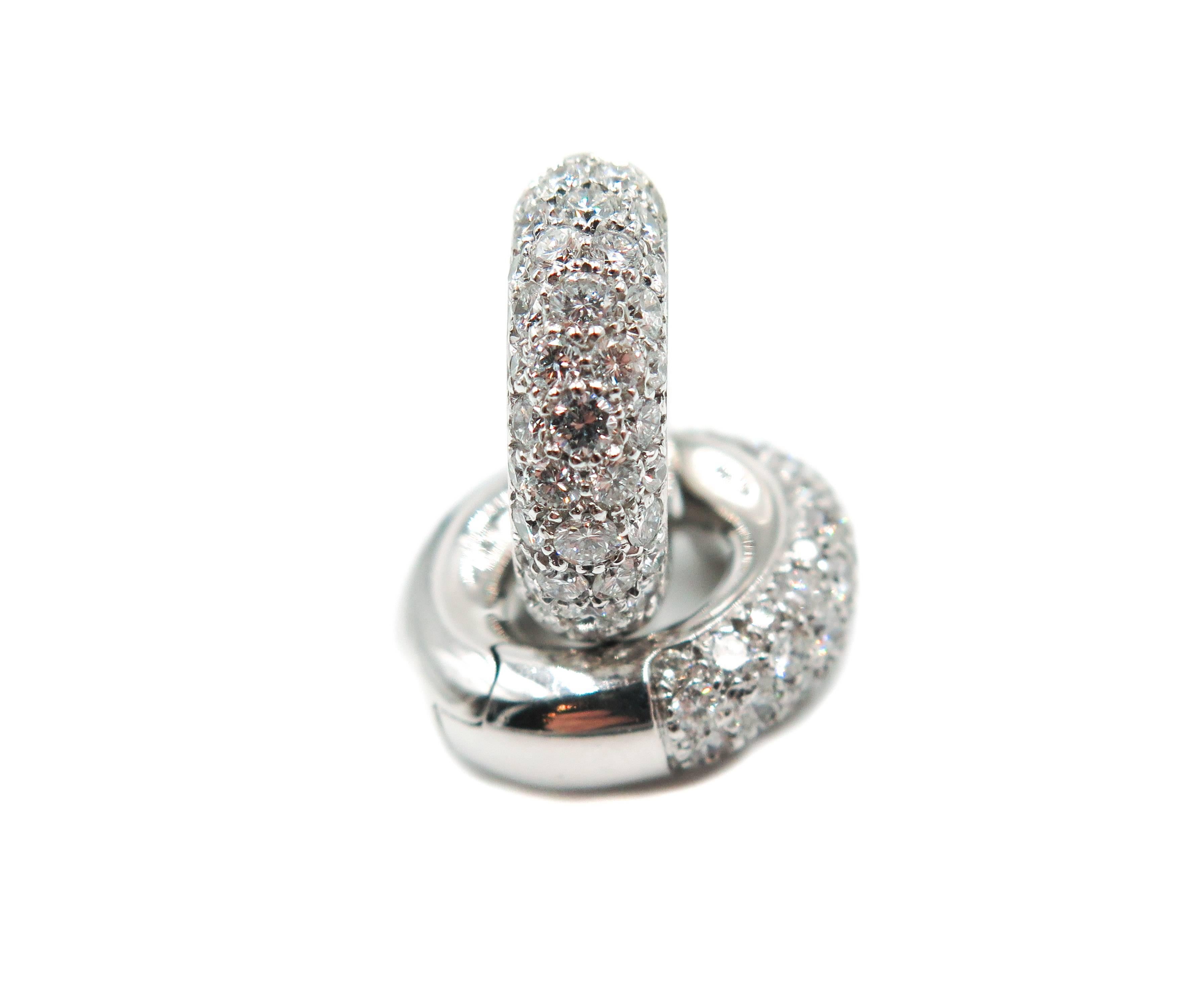 Modern Pave Diamond Huggies White Gold Earrings