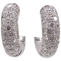 Pave Diamond Huggies White Gold Earrings