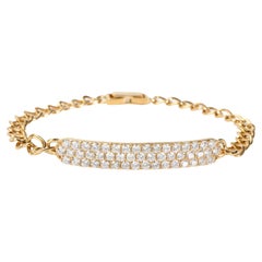 18K Gelbgold ID-Armband mit eingefasstem Diamant 2,44 Gesamtkaratgewicht