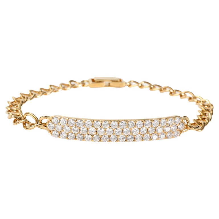 Pave Diamond ID Bracelet in 18K Yellow Gold 2.44 Ctw For Sale at 1stDibs