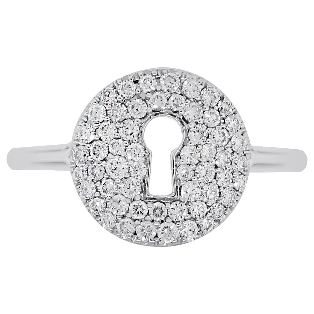 Pave Diamond Key Hole Ring