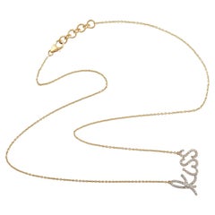 Pave Diamond KISS Anhänger Kette Halskette in 14k Gelbgold gemacht
