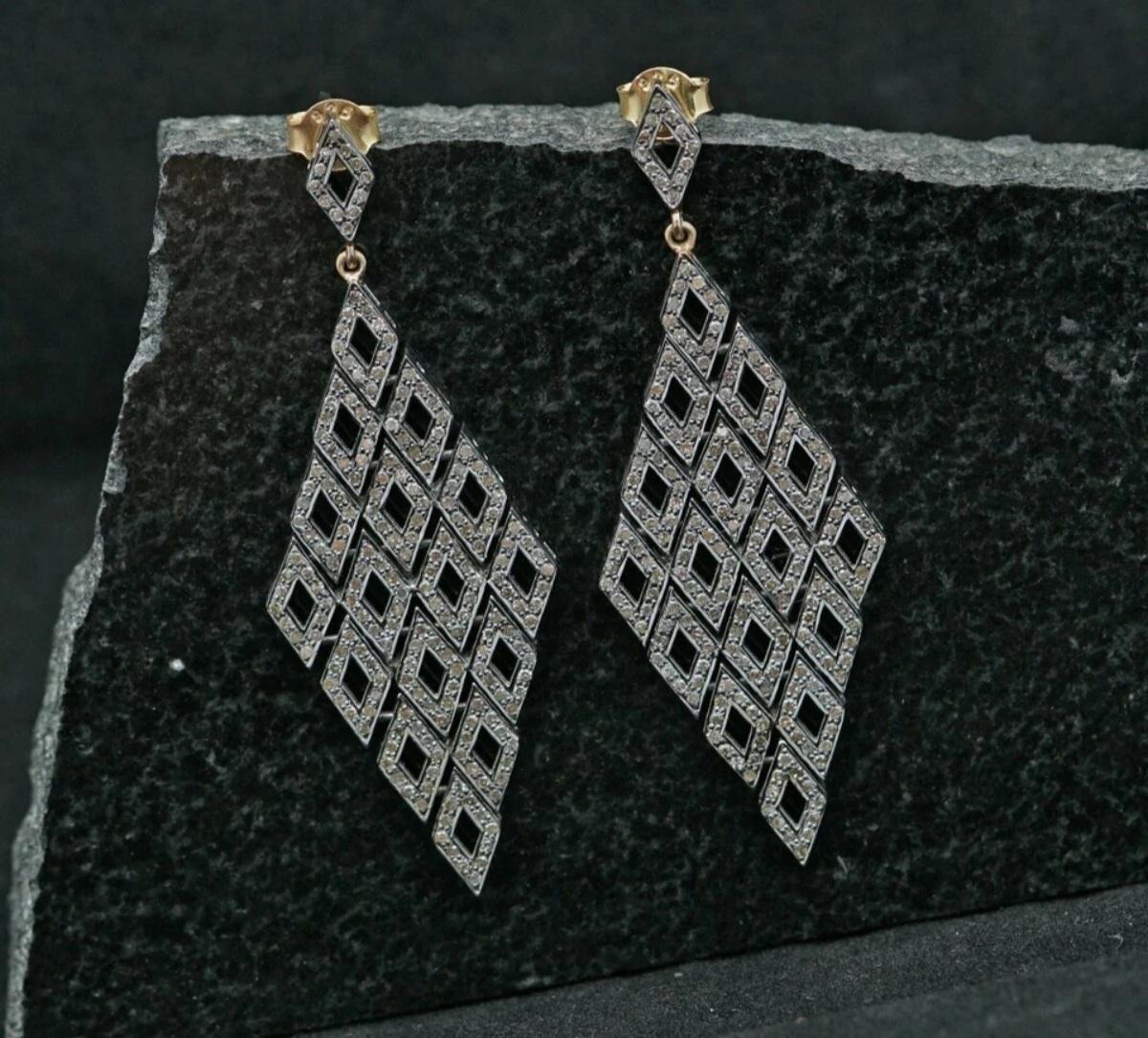Art déco Boucle d'oreille cerf-volant en diamant pavé Argent 925 Bijoux pour femmes Boucle d'oreille en diamant Cadeau en vente