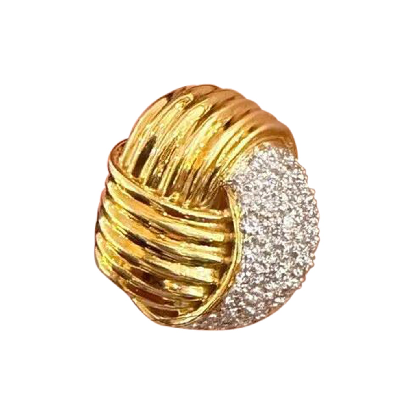 Pavé-Diamant-Knopf-Ohrringe 2,00 Karat Gesamtgewicht in 18k Gelbgold im Angebot 2