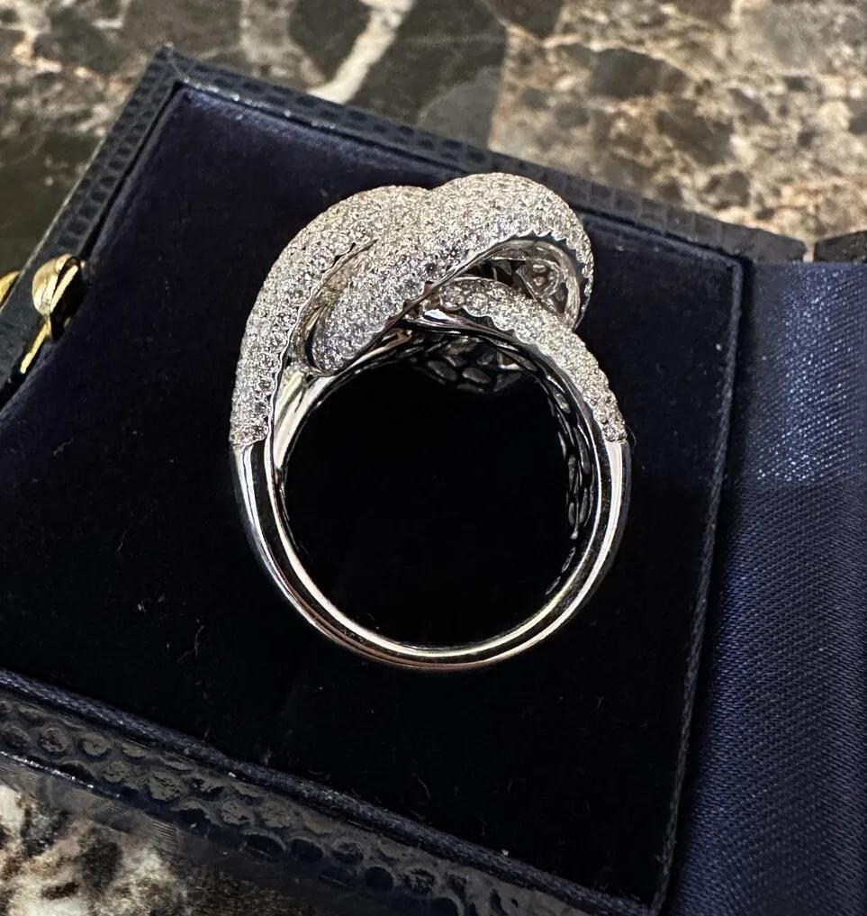 Pavé Diamond Knot Cocktail Ring in 18k White Gold 2