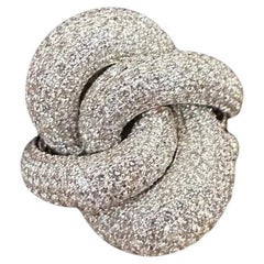 Pavé Diamond Knot Cocktail Ring in 18k White Gold