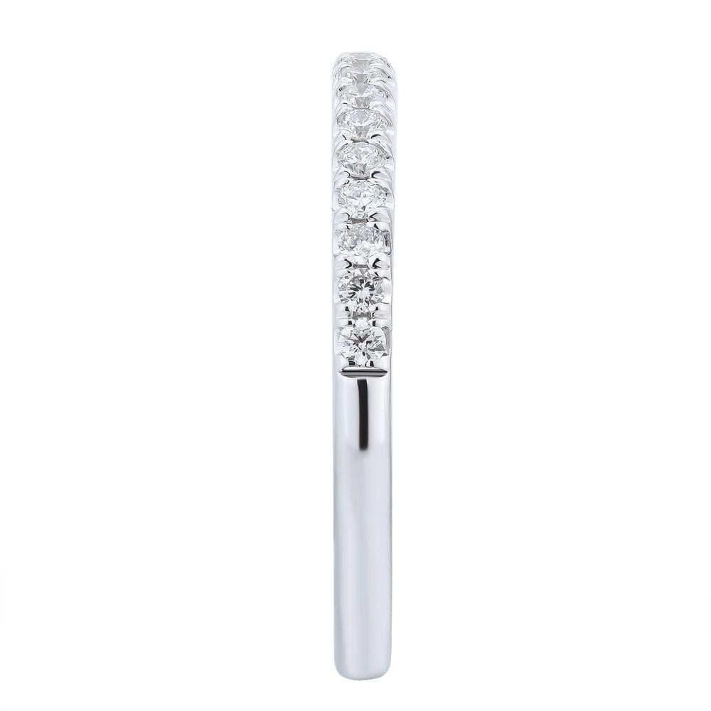 Modern Pave Diamond Ladies Wedding Band Ring 18K White Gold 0.25Cttw For Sale