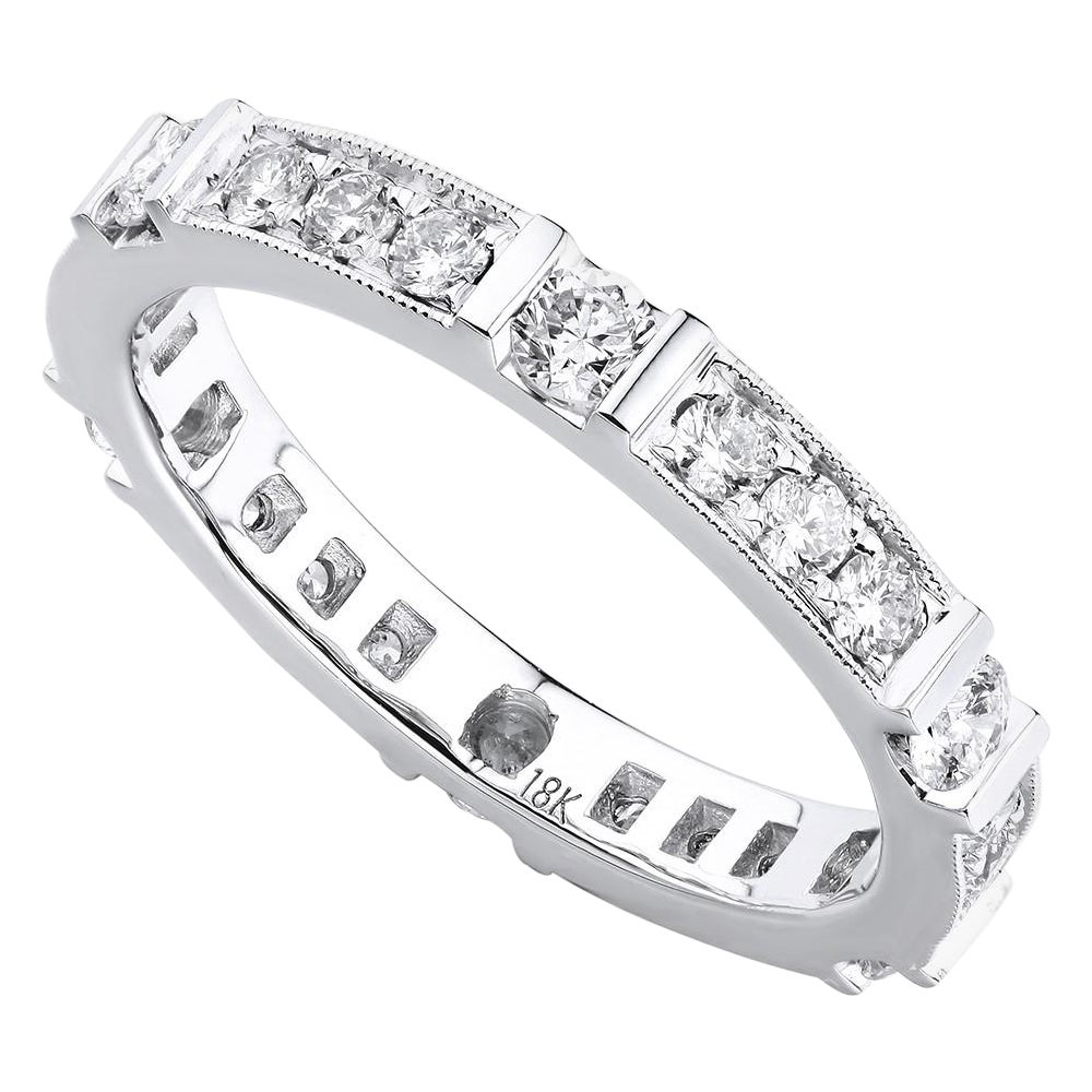 Diamant-Damen-Hochzeitsring 18K Weißgold 0,77cttw