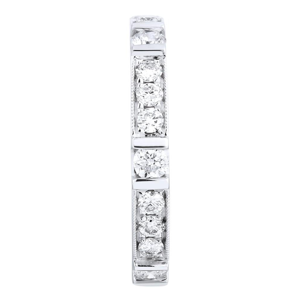 Modern Pave Diamond Ladies Wedding Band Ring 18K White Gold 0.77cttw For Sale