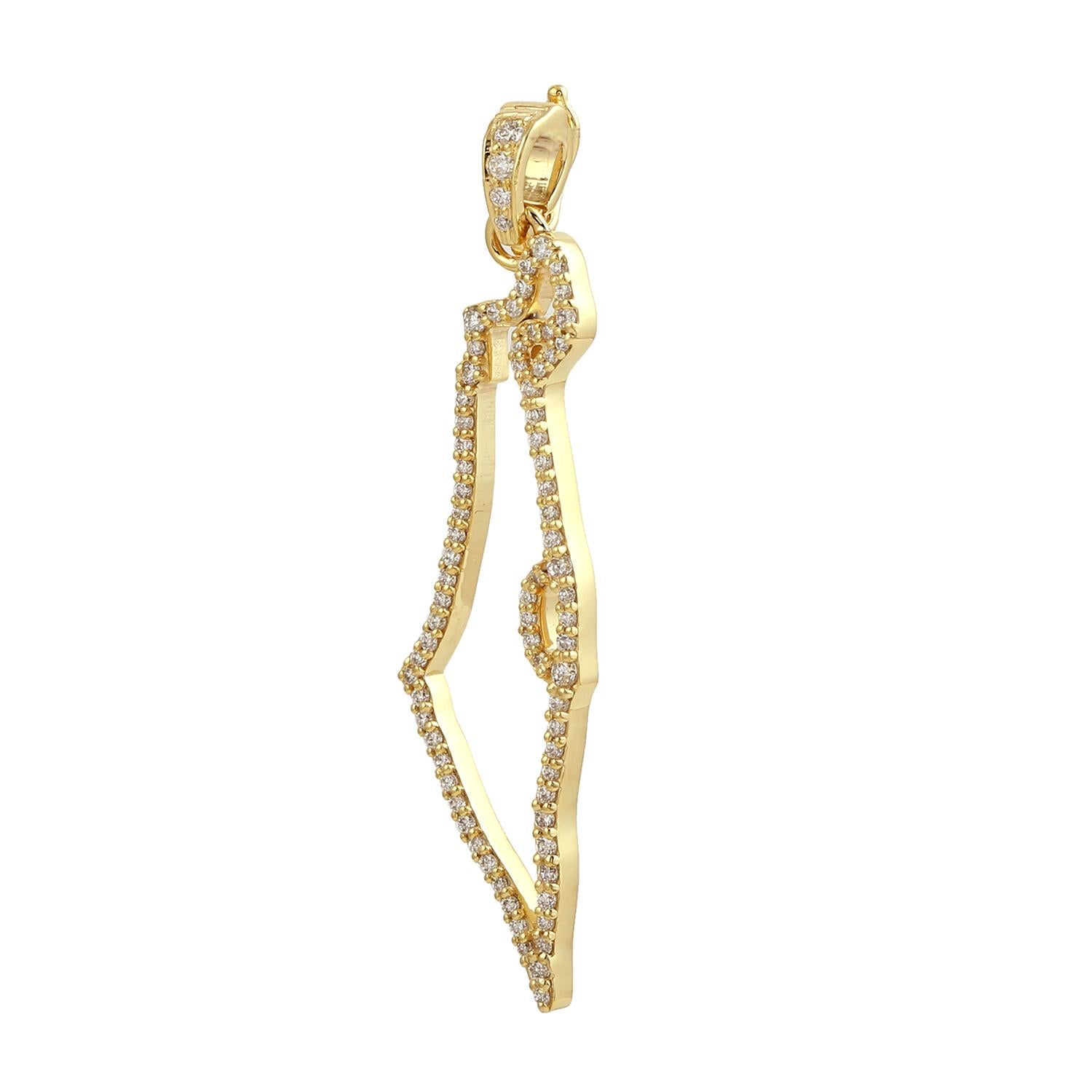 Taille mixte Pendentif en or jaune 14 carats en forme de carte 