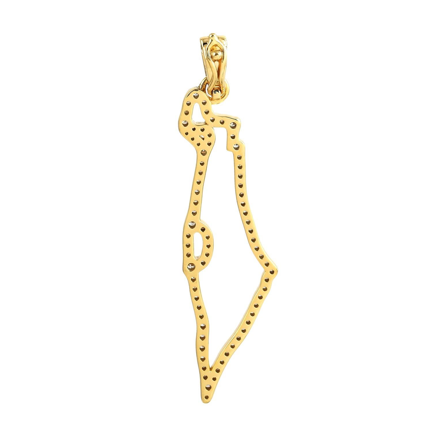 Pendentif en or jaune 14 carats en forme de carte 