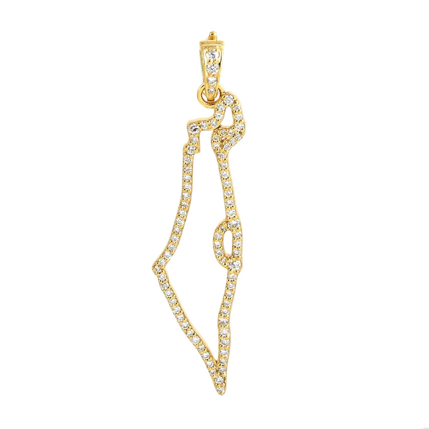 Pendentif en or jaune 14 carats en forme de carte 