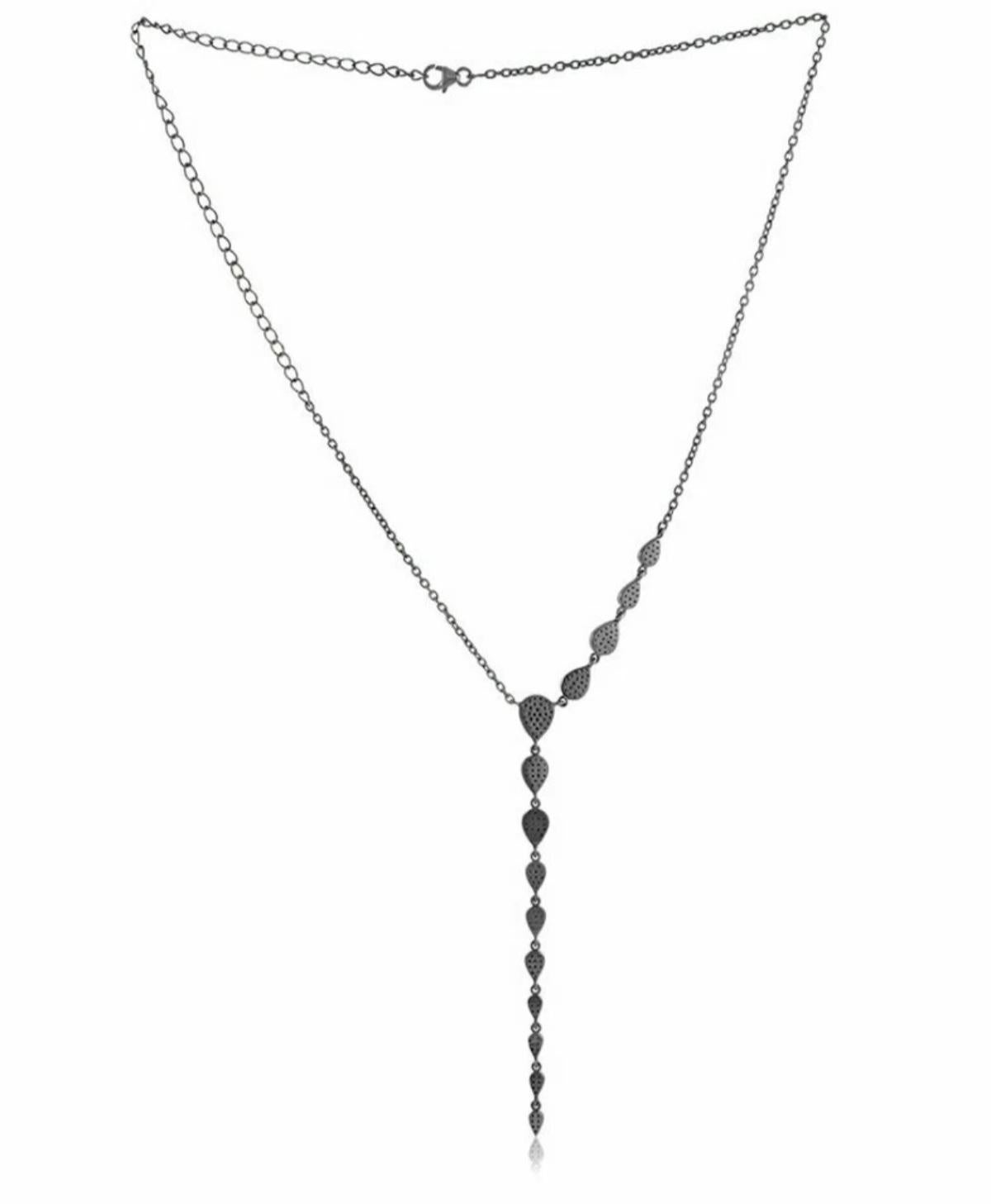 Femenino o masculino Pave Diamond Lariat Necklace 925 Silver Diamond Womens Necklace Wedding Gift. en venta