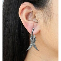 Pave Diamond Leaf Earring 925 Silver Diamond Handmade Earring 14k Gold Leaf Gift
